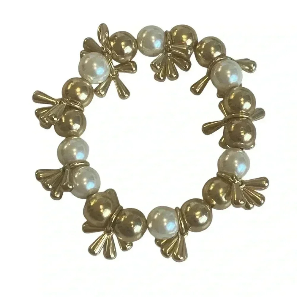 J. Crew Womens Faux Pearl Dangle Stretch Bracelet